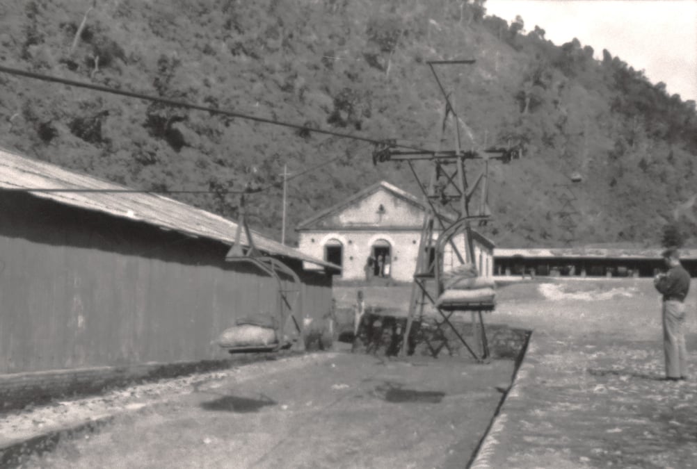 One of the few remaining photographs of the चन्द्र आकाश तार माल चलानी अड्डा (Office for Transporting Goods by Sky Wire) that hauled goods from the Tarai to Kathmandu from 1923 till 1964. Photo: Daniel W Edwards