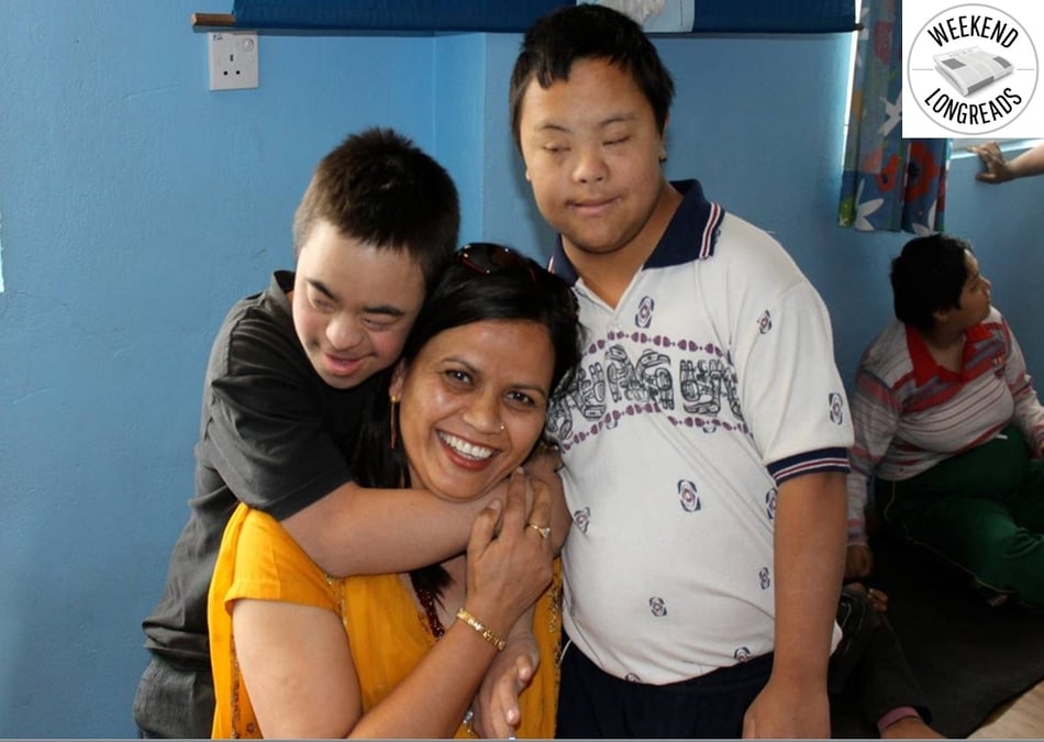 Tulsa Sharma with special needs children at her ABBS daycare in Lalitpur. Photo: HIMAL PARTNER