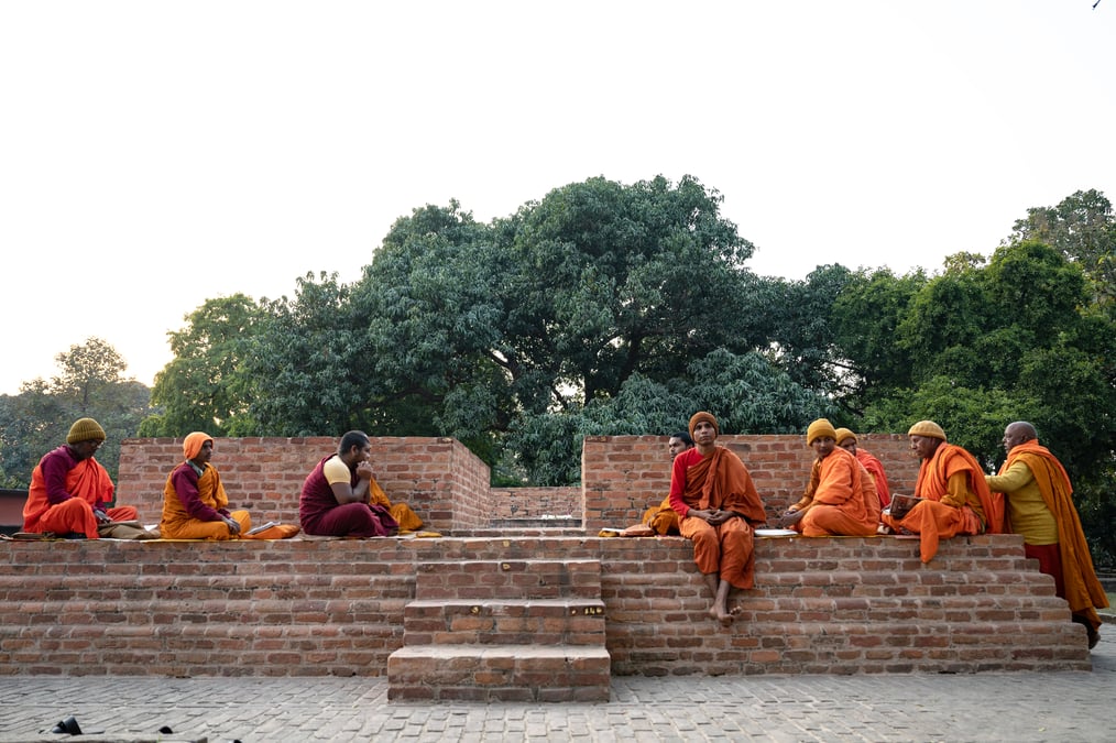 Monks resting at a stupa in Jetavan, Sahet, Sravasti. All photos: SRAVASTI GHOSH DASTIDAR