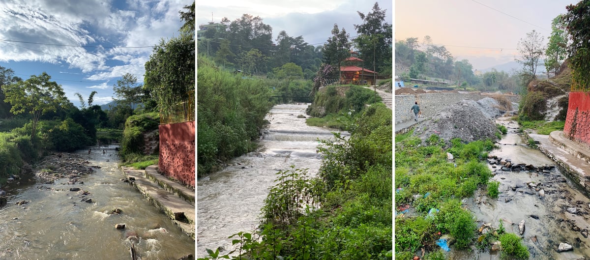 Hijjya River, in July 2022, August 2022 and in May 2023. All photos: PRATIBHA TULADHAR