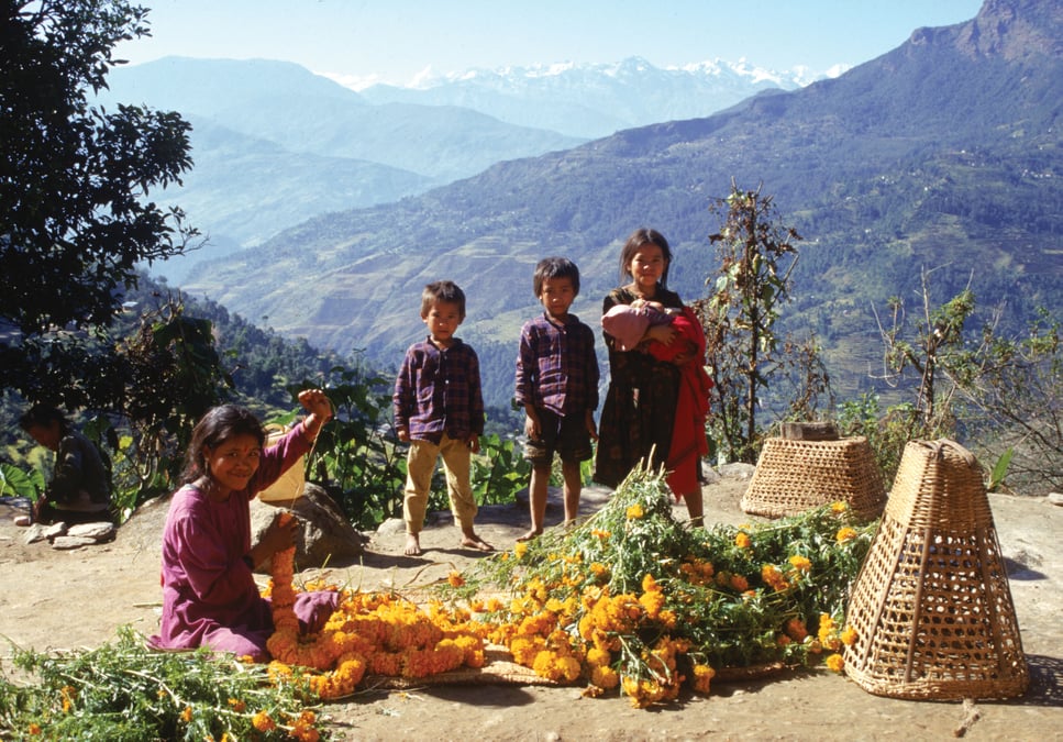 Thangmi children in Dolakha from a picture Turin took when he first came to the village 25 years ago.