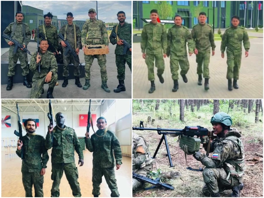 Screenshots of posts on TikTok by Nepalis who joined the Russian Army.