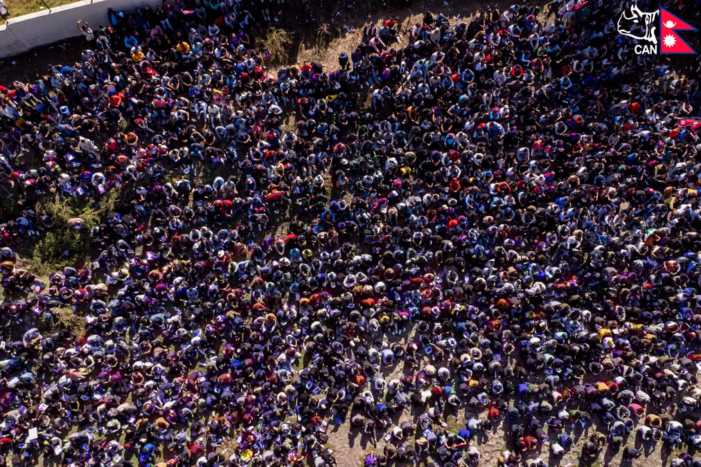 Audience at the Mulpani Cricket ground on Friday. All photos: CRICKET ASSOCIATION OF NEPAL