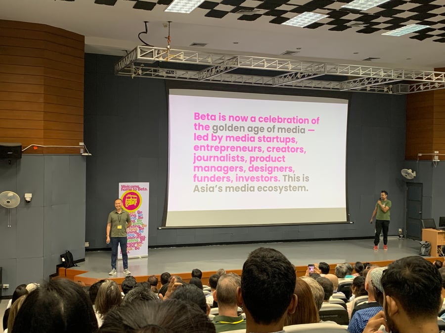 Alan Soon and Rishad Patel of Splice introducing the festival at Chiang Mai University on 8 November. Photos: KUNDA DIXIT