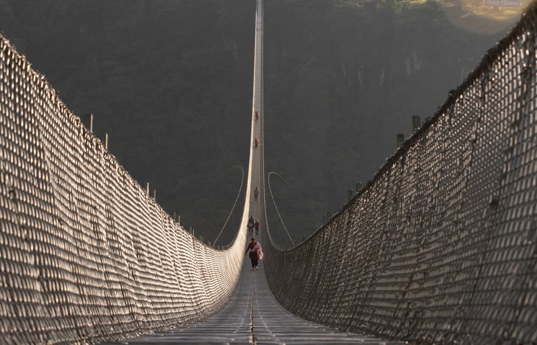At 567 metres, the Gandaki Golden Footbridge is Nepal's longest single-span trail bridge, connecting Kushma of Parbat district to Baglung district. This bridge has become a popular selfie spot for visitors. ALL PHOTOS: TBSU / SDC