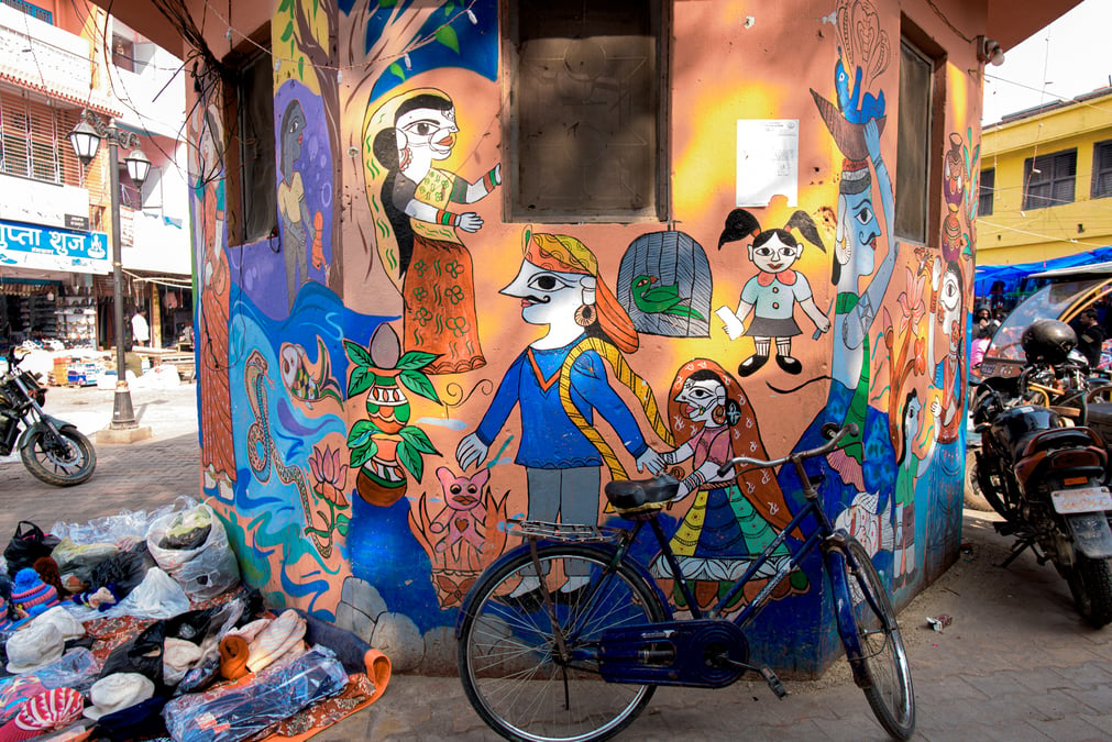 Mithila art is beautifully painted on walls and buildings all over Janakpur, which used to be the capital of the Mithila Kingdom that once held sway over what are now India and Nepal. All photos: SAURAV THAPA SHRESTHA