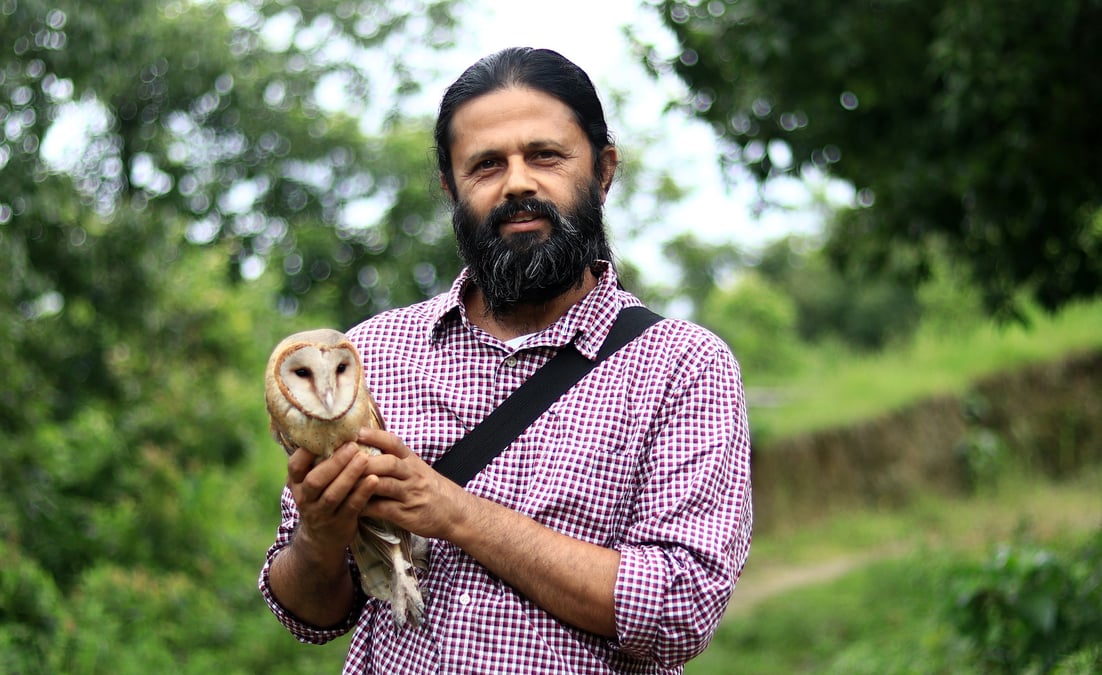Raju Acharya wins the 2024 Whitley Award to protect the endangered nocturnal birds in central Nepal. All photos courtesy of: RAJU ACHARYA