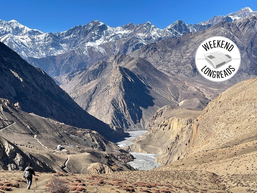 View of Lubrak village in the gorge below, looking west toward the Kali Gandaki valley. All photos: WEN STEPHENSON