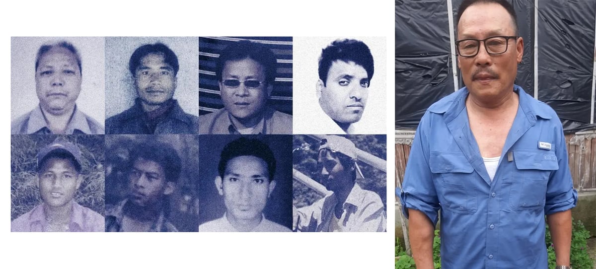 Top row: Lok Bahadur Ghaley; Rinzin Wangdi; Chandra Raj Rai; Kumar Gautam. Bottom row: San Man Gurung; Birkha Bdr Chhetri; Omnath Adhikari; Chaturman Tamang. Right: Ram Bahadur Rai. Photos: HUMAN RIGHTS WATCH