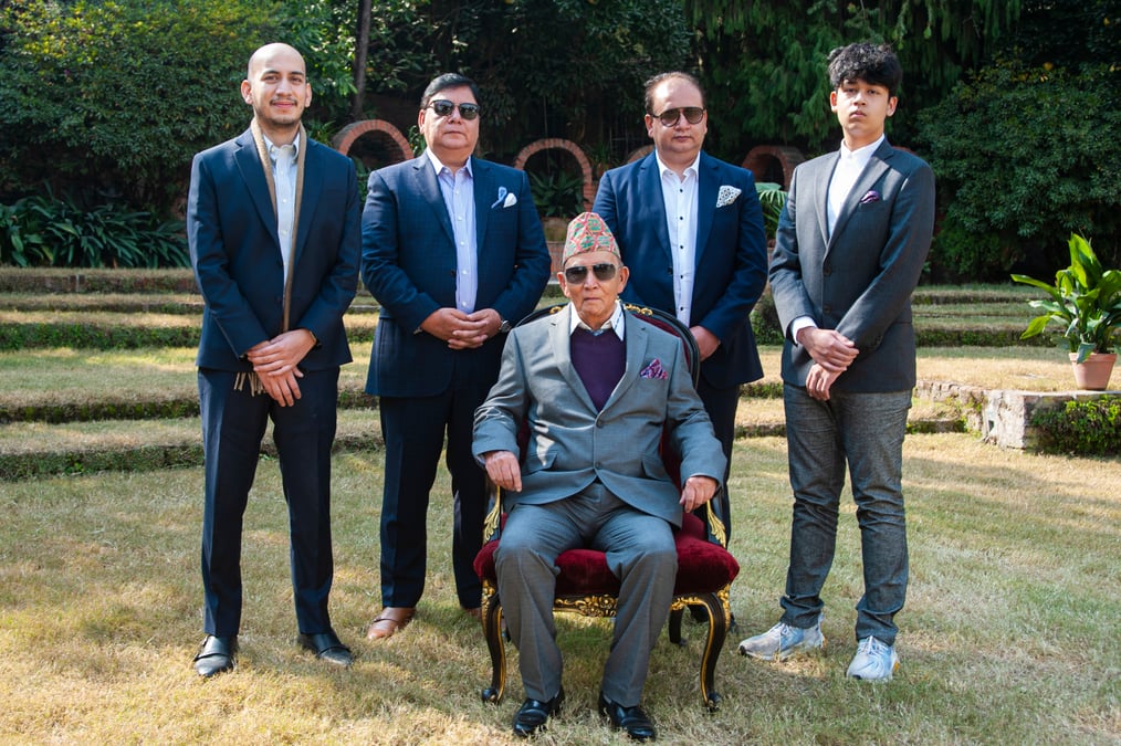 Shyam Panday with two of his three children and two of his five grandchildren.
