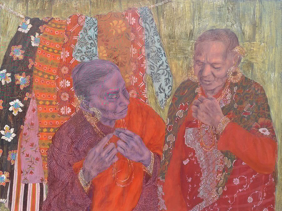 Quiet Exchange, Acrylic on Canvas, 30 inch X 40 inch, 2024