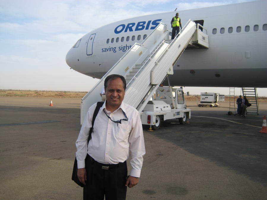 EYE FOR AN EYE Bidya Prasad Pant at Ilorin airport in Nigeria. For his global work, the Nepali surgeon is being recognised by the Danish Ophthalmological Society on 27 September.Photos: HELPMESEE