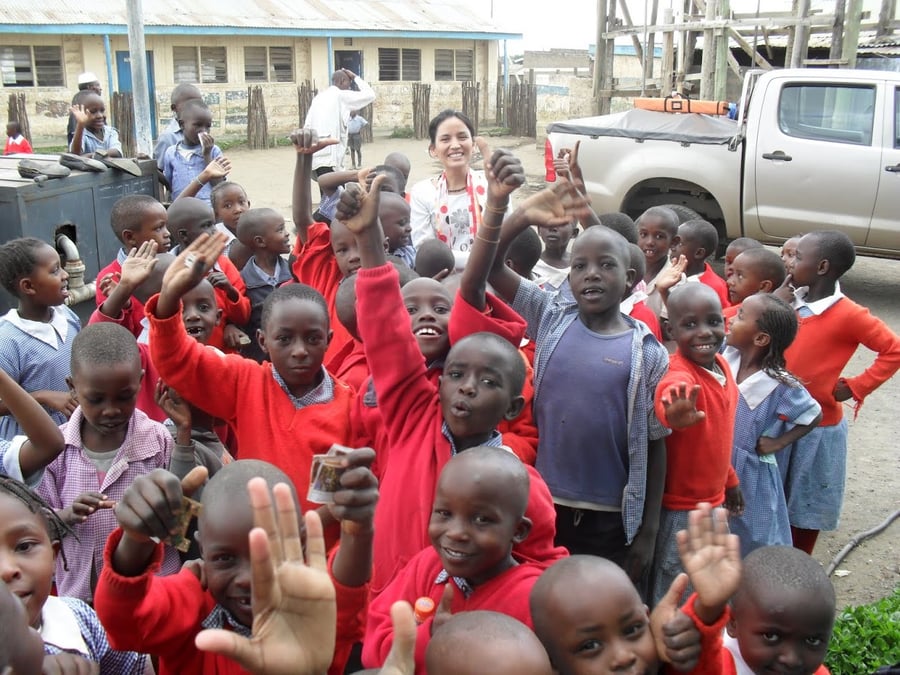 Anbika Giri with students at a school in Naivasha, a small town near Nairobi, during her FK Exchange program in Kenya. Photo: ELLEN PAALGARD