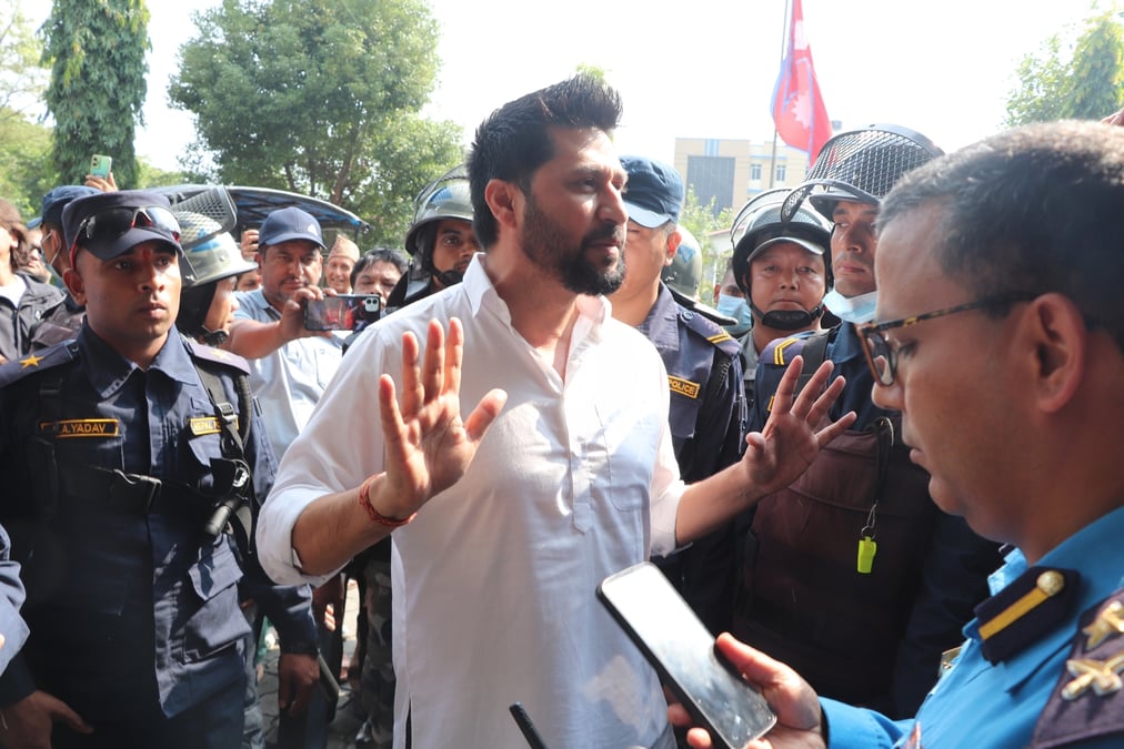 Lamichhane was presented before Kaski District Court on Sunday. Photo: KRISHNA DAWADI / RSS