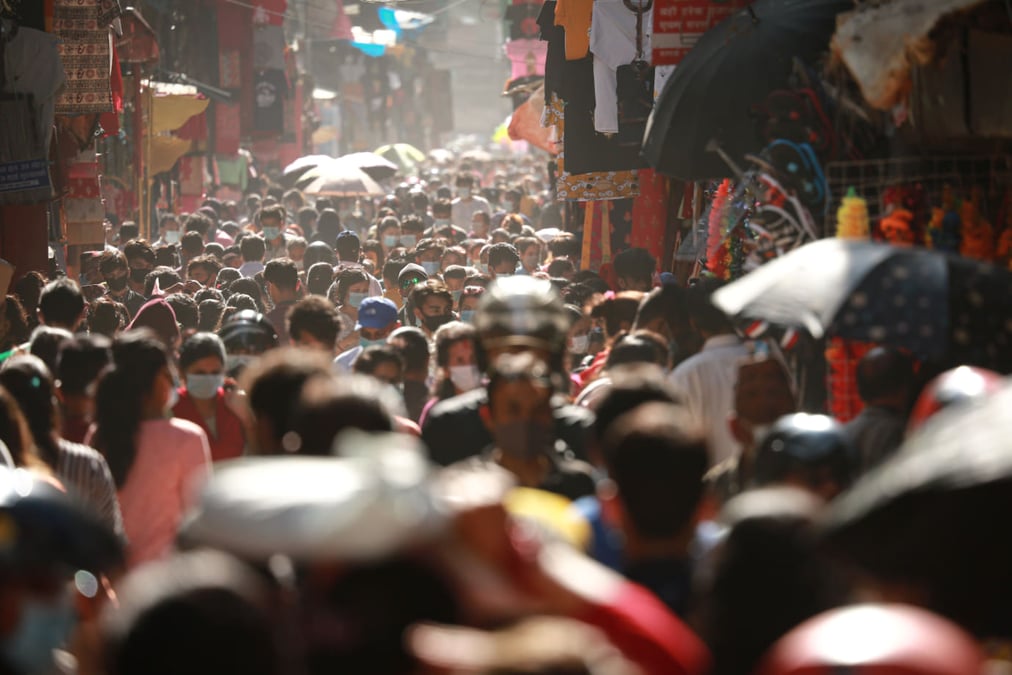 Dasain crowd in Kathmandu amidst the Covid-19 pandemic in 2021. Photo: NEPALI TIMES ARCHIVE