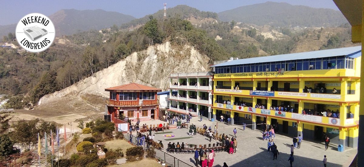 STRONG SCHOOLING: Students and teachers gather at the Kalidevi School at Tarkeswor in Kathmandu for an event (above). All school buildings that were retrofitted survived the 2015 quake. Photo: RAMESH KUMAR