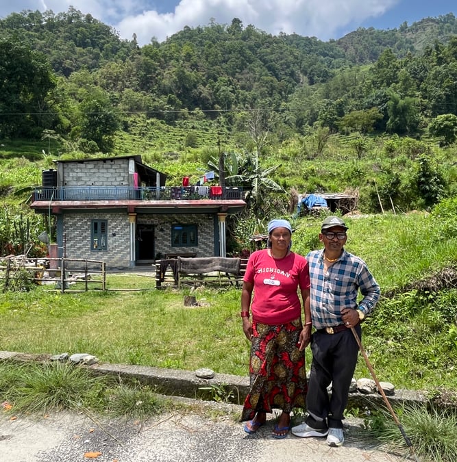 Arjun BK and Devi Sunar of Kaski are survivors of a flashflood on the Harpan Khola exactly 10 years ago today on 28 July 2015 that killed 30 people. Photo: ANEK RAJBHANDARI