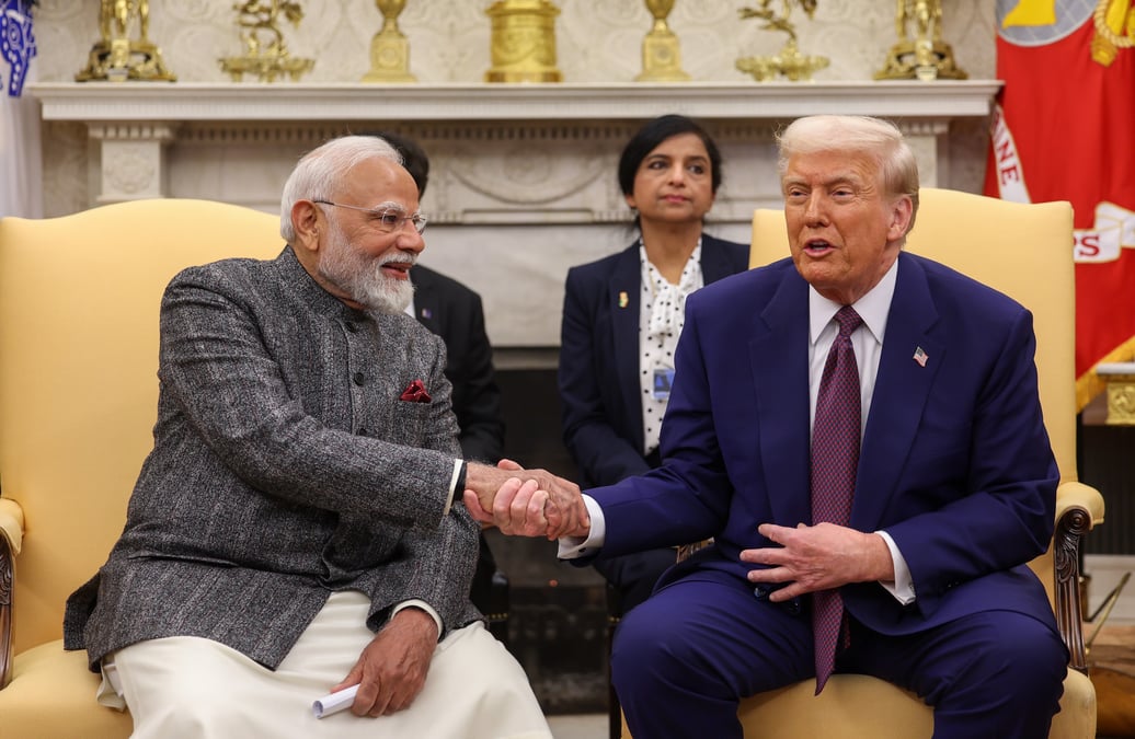 Indian Prime Minister Narenda Modi with US President Donald Trump at White House in Washington DC on 13 February 2025. Photo: PMO INDIA