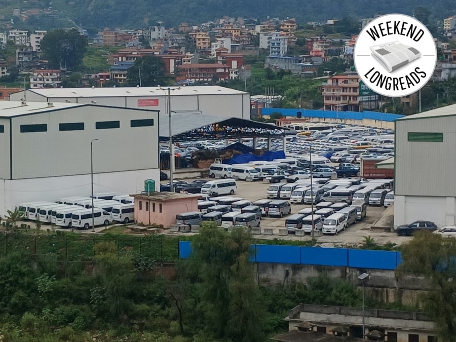 NATIONAL PARK: Hundreds of vans, SUVS, and motorcycles belonging to USAID are in storage at the Dry Port in Chobhar since the agency closed operations in Nepal. Photo: SANGYA LAMSAL