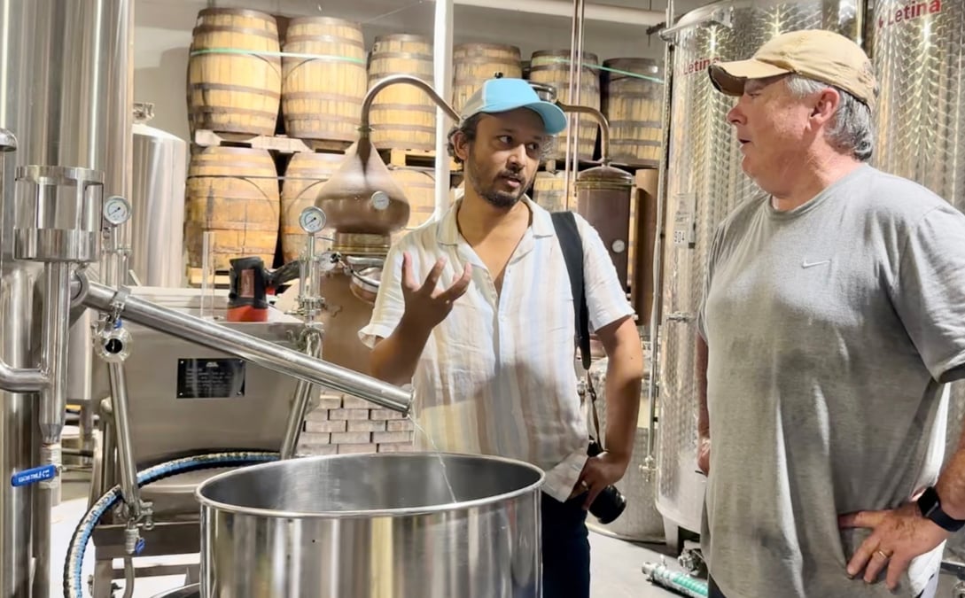 Kashish Das Shrestha in his company’s distillery in Florida.