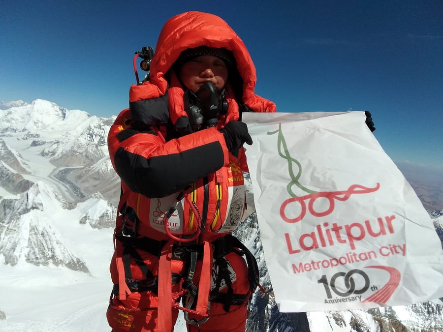 Kalpana Maharjan at the top of Mt Everest for the first time in 2018. A year later she was on top again from the north side.