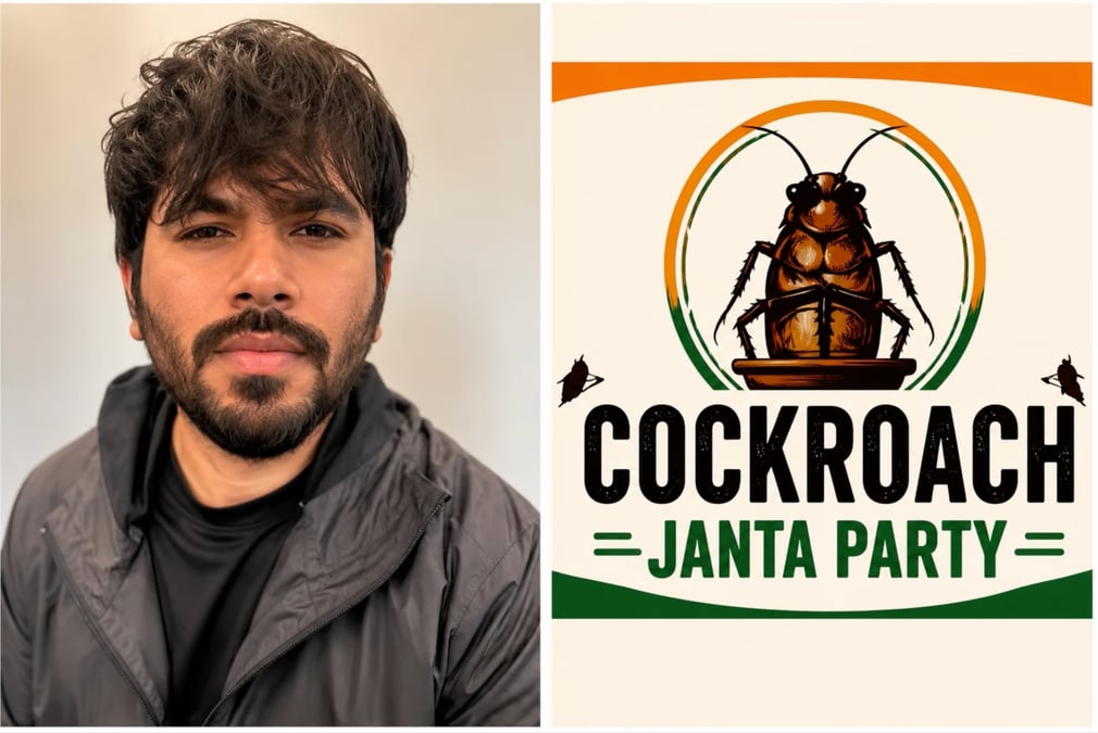 Cockroach Janta Party founder Abhijit Dipke, political communication strategist and a postgraduate student at Boston University (left).