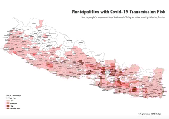 Heat map of Nepal’s Covid-19 hotspots