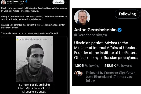 Nepali soldier captured in Ukraine