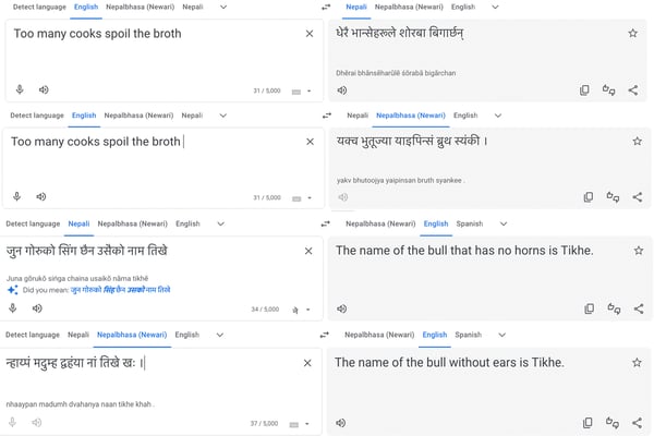 Nepal Bhasa on Google Translate